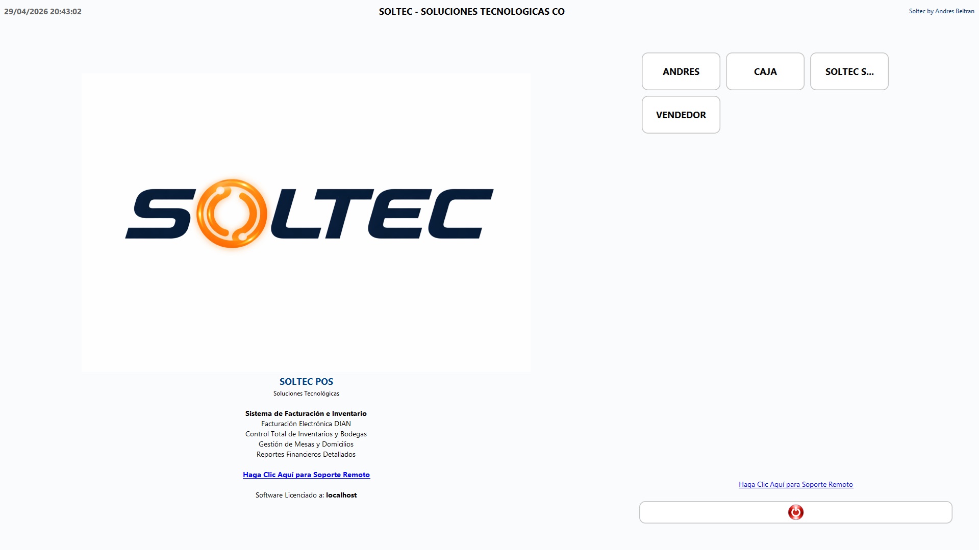 Panel de control SolTec POS